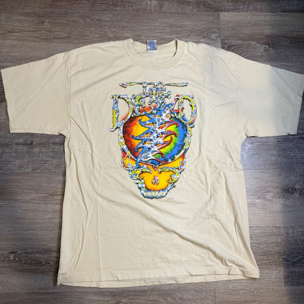 Grateful Dead 2004 Tour Shirt Mens XL Tan Psychedelic‎ Double Sided Graphic Tee